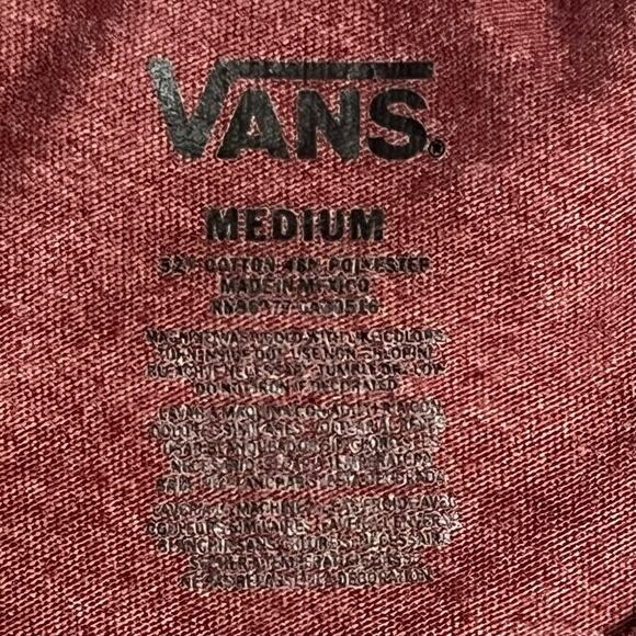 Vans Long Sleeve T-Shirt Maroon Heather Checkerboard Logo Off The Wall Medium - Picture 8 of 11